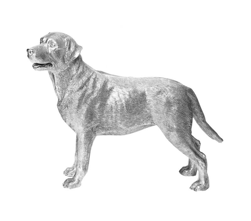 Hallmarked Sterling Silver Labrador Dog Large Statuette