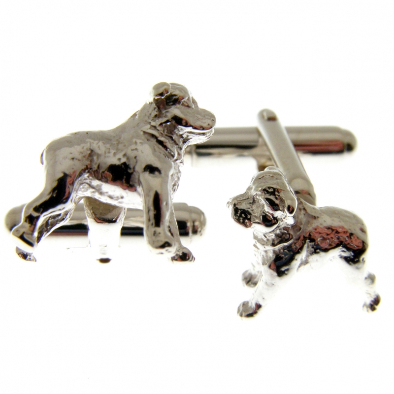 sterling silver cufflinks with a staffordshire bull terrier