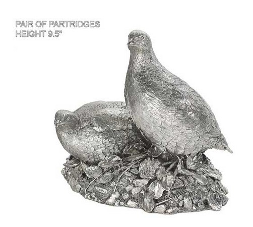 hallmarked sterling silver figurine of a pair of partridge