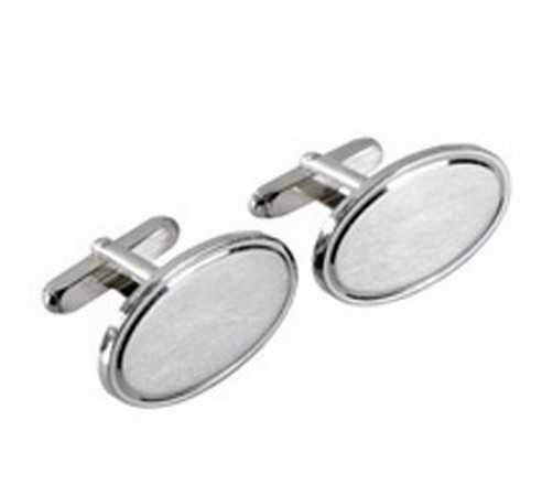 heavy gauge solid silver hallmarked oval cufflinks
