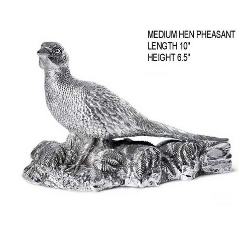 medium hallmarked silver hen pheasant