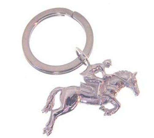 horse and rider hallmarked silver keyring