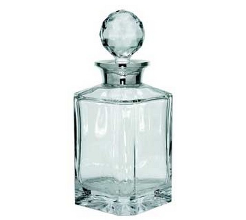 silver whisky decanter with plain glass