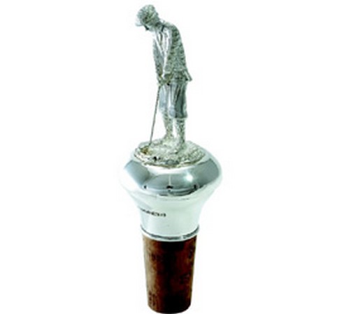 hallmarked silver large male golfer bottle stopper
