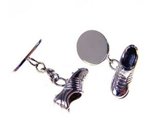 hallmarked silver football or rugby boot cufflinks