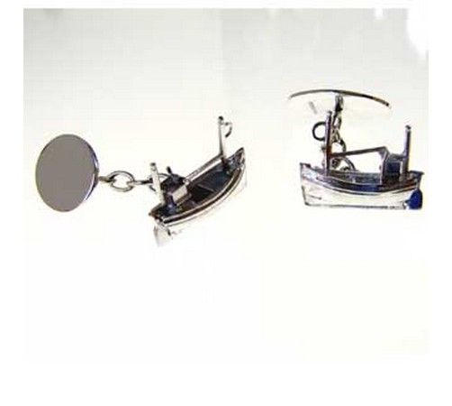 silver fishing boat cufflinks