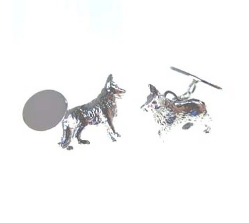 hallmarked silver german shephard dog cufflinks