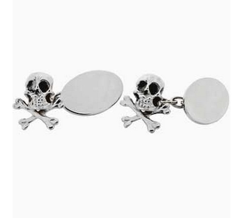 silver skull and crossbones cufflinks