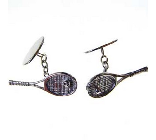 hallmarked silver tennis raquet cufflinks