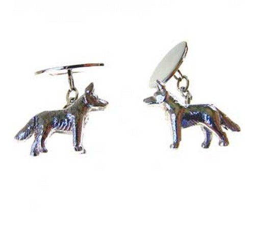hallmarked silver alsation dog cufflinks