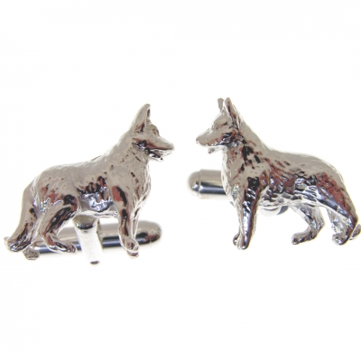 sterling silver cufflinks with a german shepherd dog theme