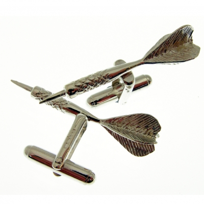  silver cufflinks with a darts theme