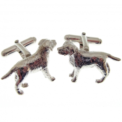 hallmarked silver cuff links with a labrador dog theme