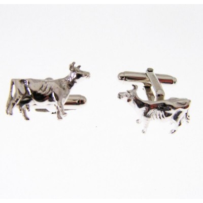 DAIRY COW THEMED STERLING SILVER CUFF LINKS THAT HAVE SWIVEL FITTINGS