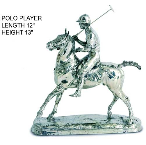 hallmarked silver polo player on horseback figurine