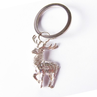 hallmarked sterling 925 silver stag theme key ring