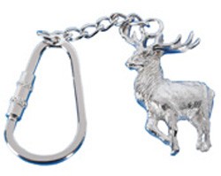 Hallmarked 925 Sterling Silver Stag Themed Key Ring