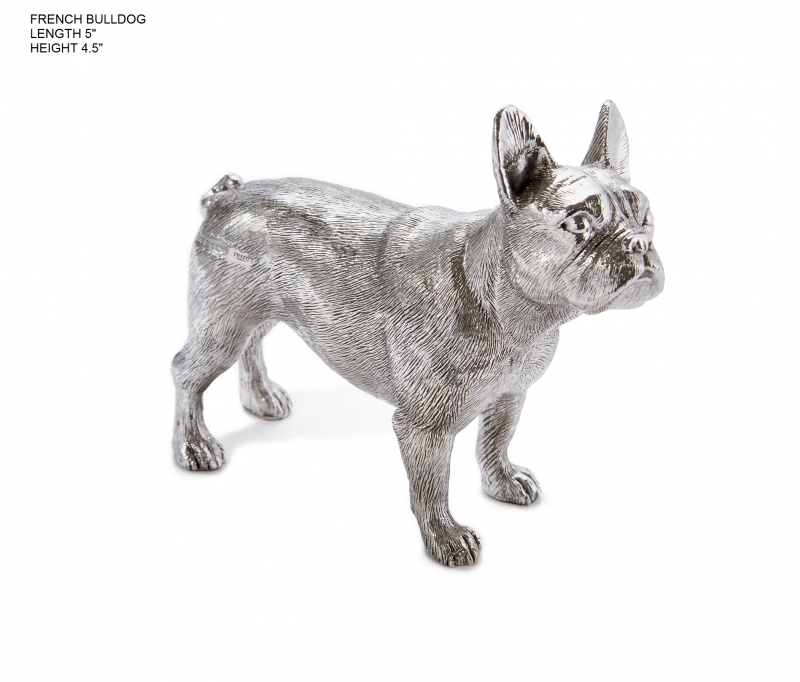 hallmarked sterling silver french bulldog figurine