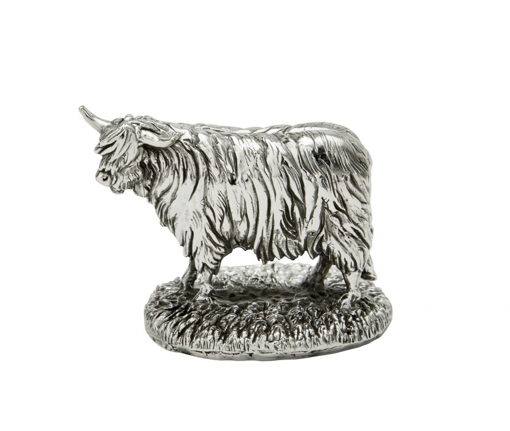 Hallmarked Silver Mini Highland Cattle Figurine