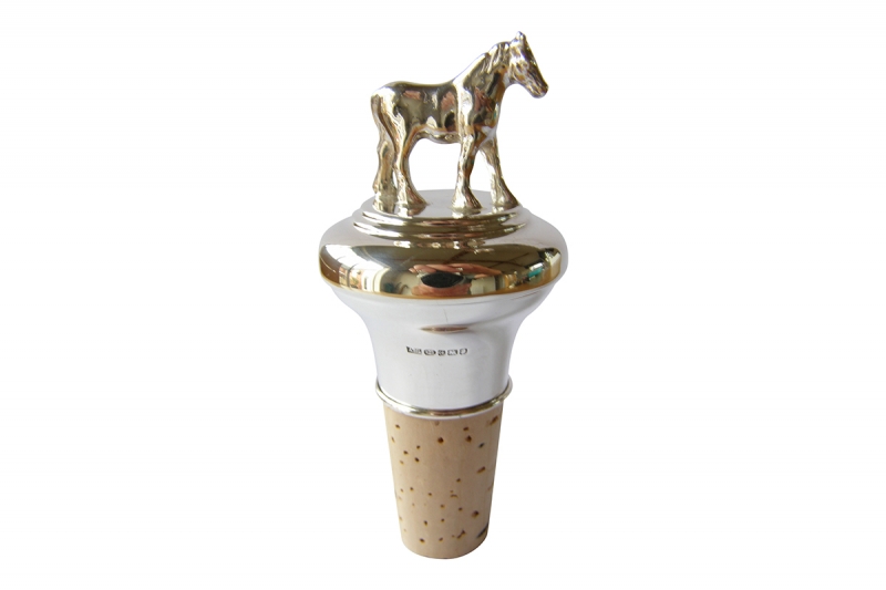 hallmarked sterling silver standing horse bottle stopper