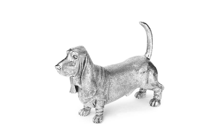 Hallmarked Sterling Silver Basset Hound Figure