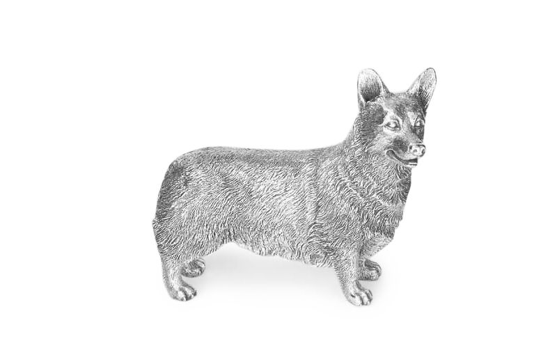 Hallmarked Sterling Silver Model of a Corgi Dog