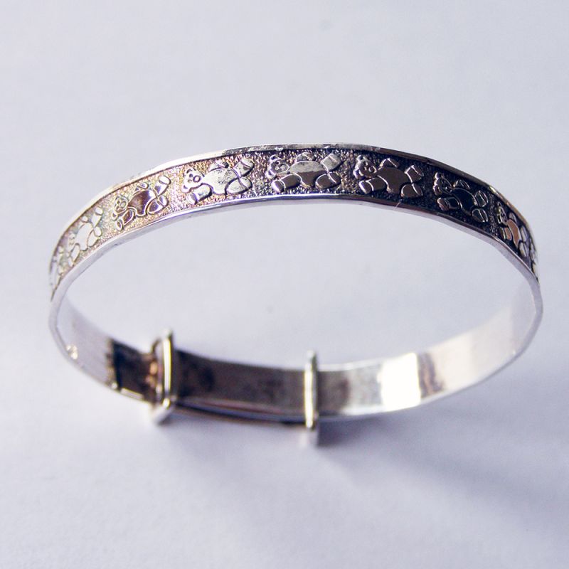 Hallmarked 925 Sterling Silver Baby Christening Bangle 