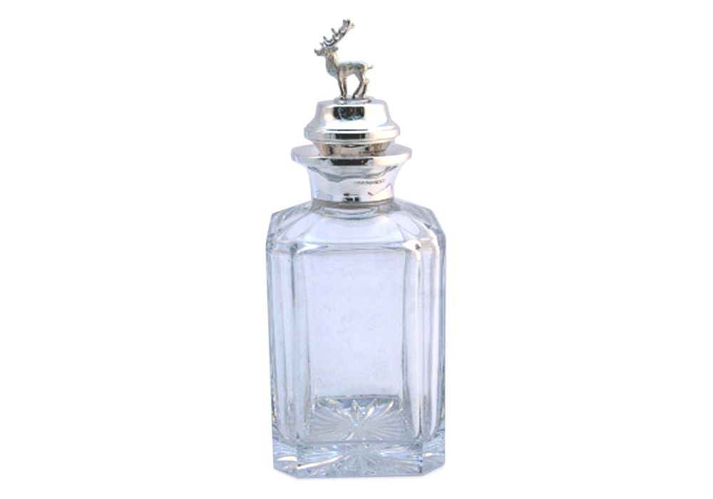 Silver Whisky Decanter with a Stag Stopper