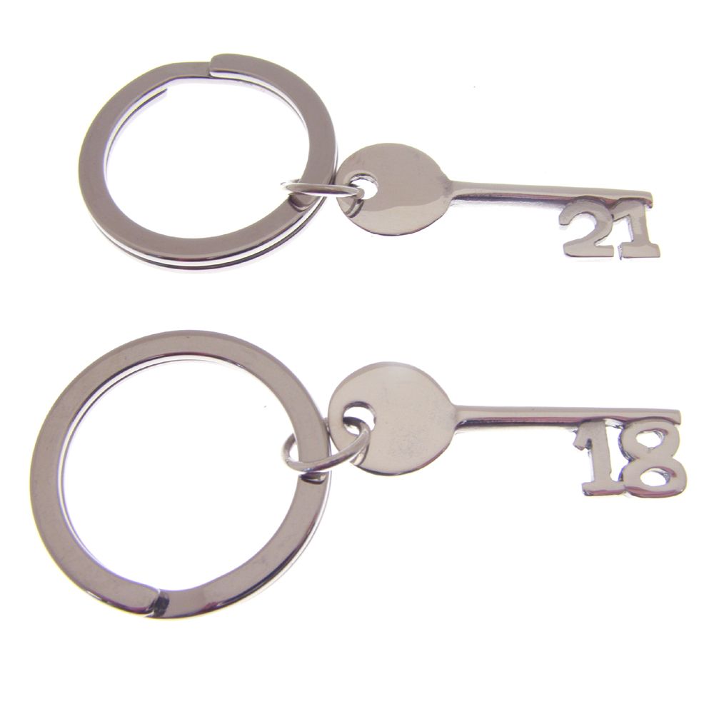 Silver 18th or 21st Birthday Key Ring