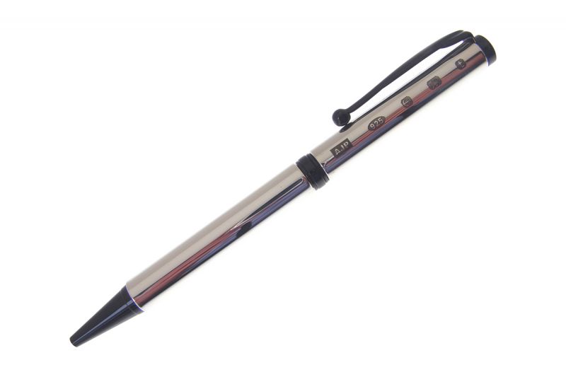 Hallmarked Silver Unisex Ballpoint Pen with Black Fittings