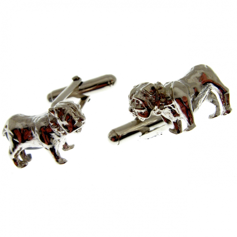 Silver Cufflinks with an English Bull Terrier Dog theme