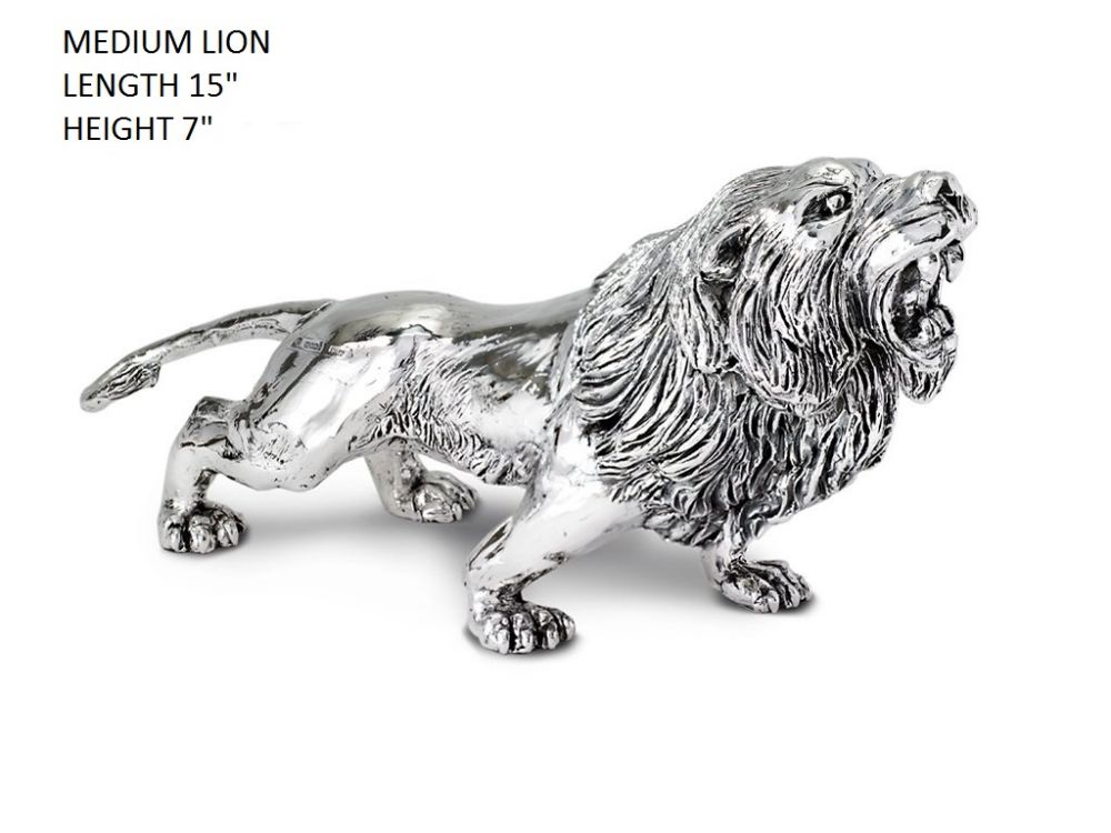 Hallmarked Sterling Silver Lion Figure Medium