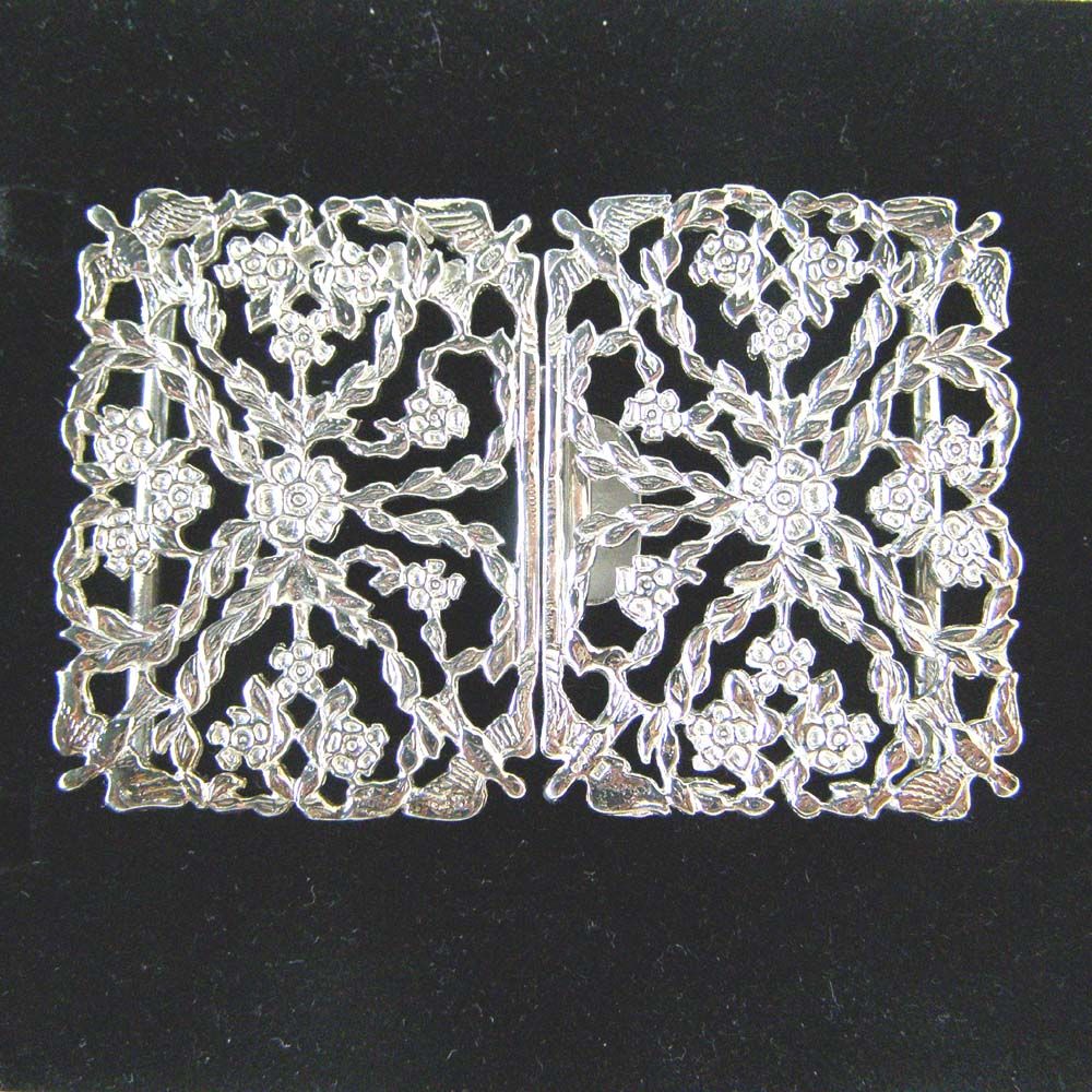 Hallmarked Sterling Silver Nurses Buckle Flower Design