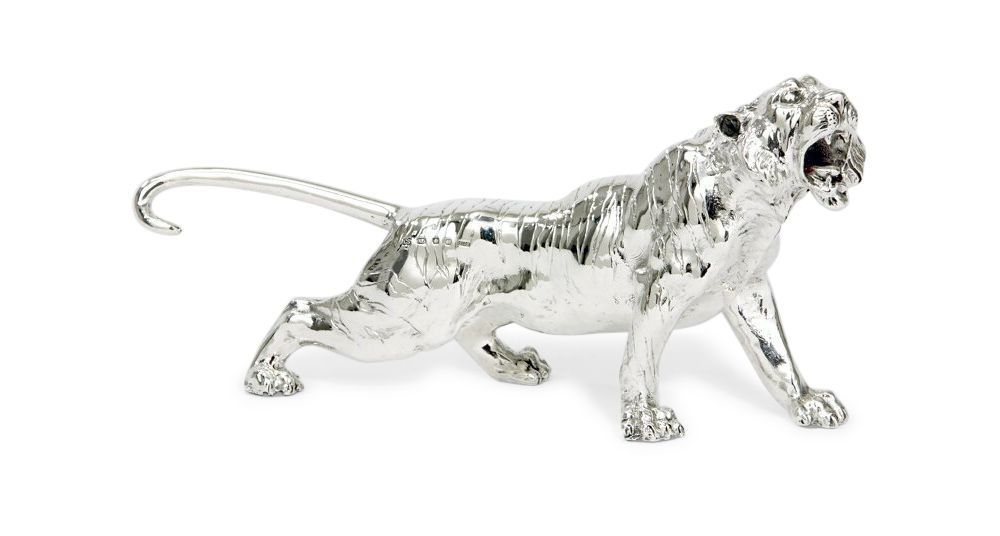 Hallmarked Sterling Silver Tiger Figure