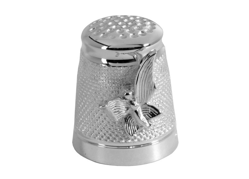 Silver Thimble with Butterfly