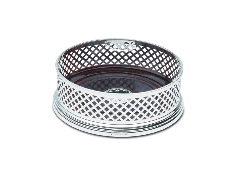 sterling hallmarked silver basket weave bottle coaster