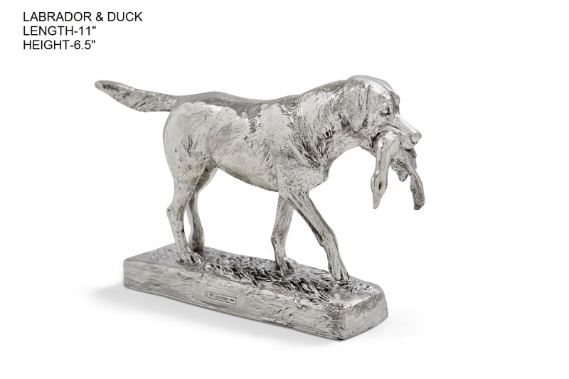 sterling hallmarked silver labrador gun dog figurine