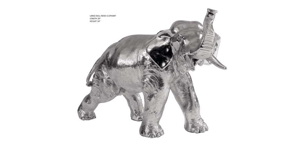 Very Large Hallmarked Silver Model of a Bull Elephant