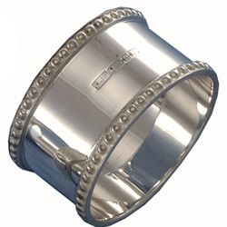 Hallmarked 925 Sterling Silver Beaded Pattern Napkin Ring
