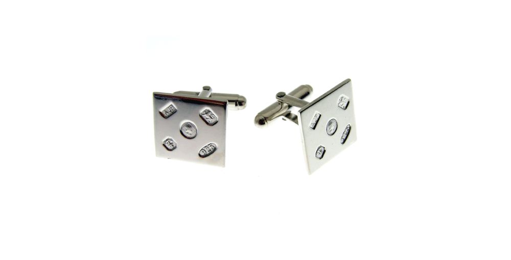 Feature Hallmarked Silver Square Cuff links