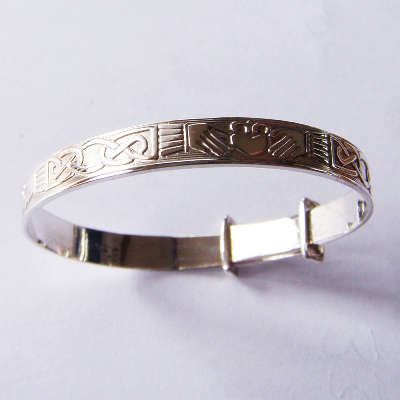 sterling silver celtic design christening baby bangle
