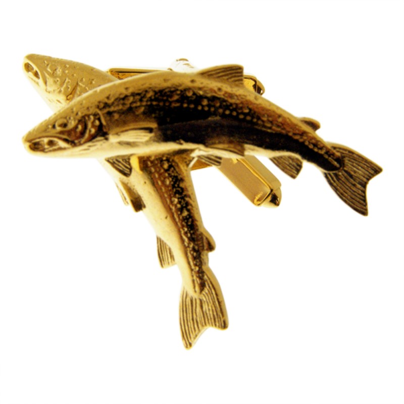 9 Carat Gold Salmon or Trout Cuff Links with 