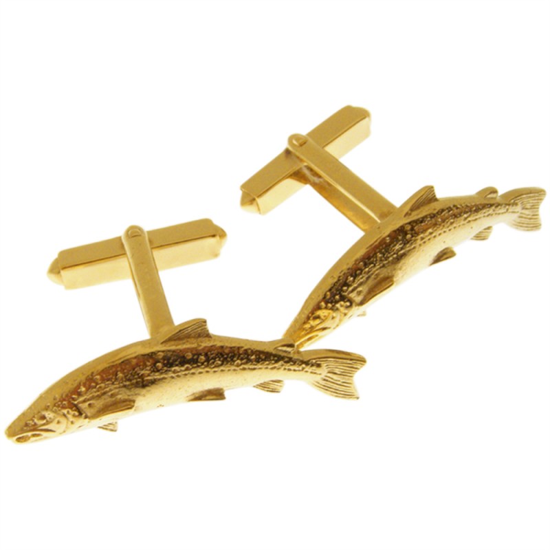 9 Carat Gold Salmon or Trout Cuff Links with 