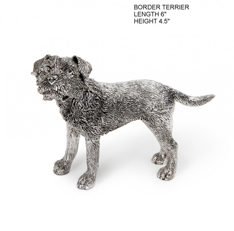 hallmarked sterling silver border terrier figurine