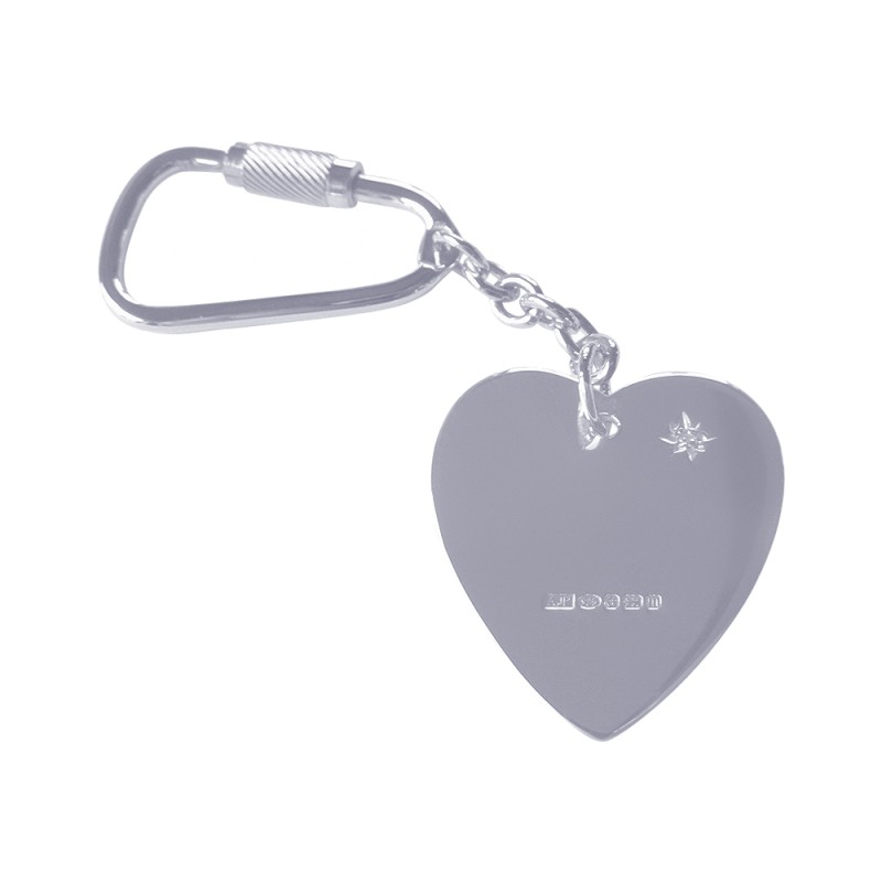 Sterling Silver Heart Key ring set with an op