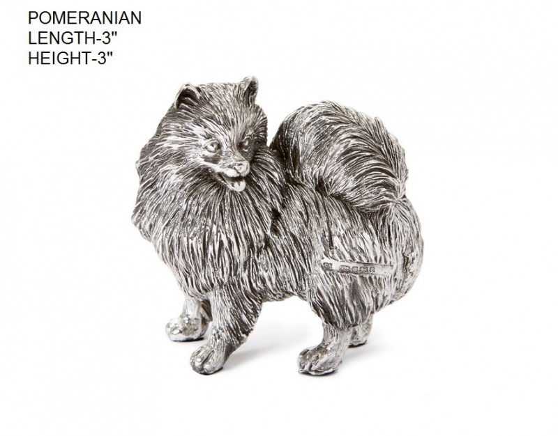 hallmarked sterling silver pomeranian dog figurine