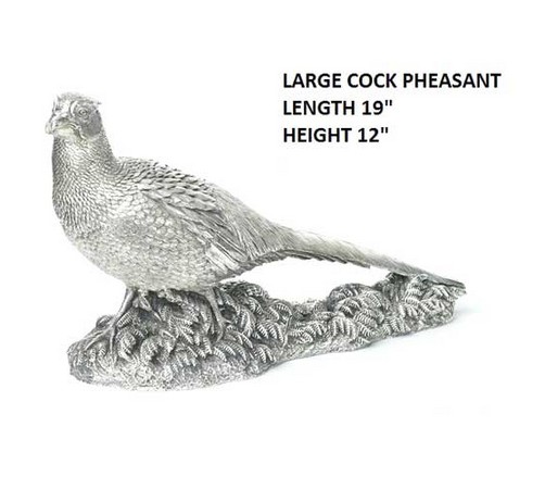 large hallmarked silver cock pheasant figure