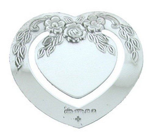 hallmarked silver heart shaped bookmark