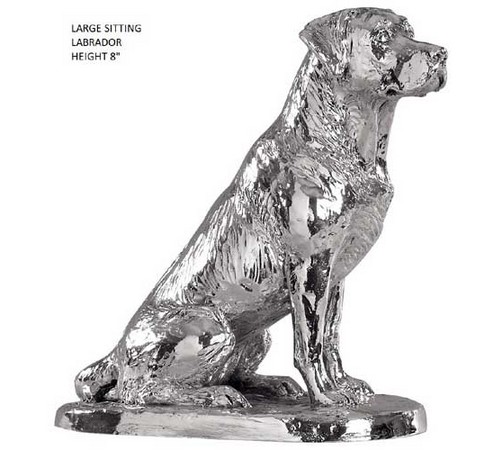 silver model of a large sitting labrador