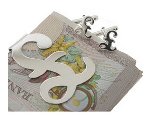 sterling hallmarked silver pound sign money clip